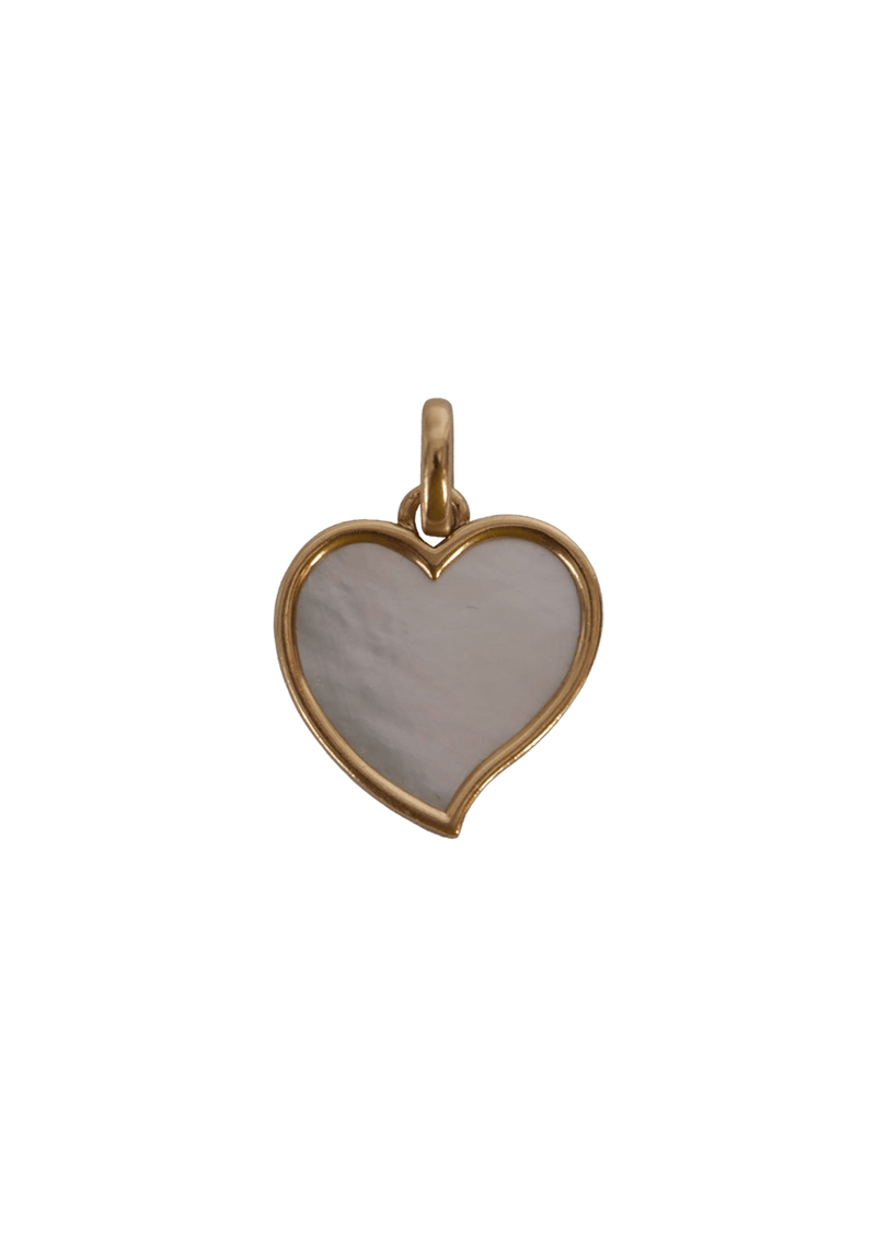 VINTAGE MOTHER OF PEARL HEART 18K PENDANT