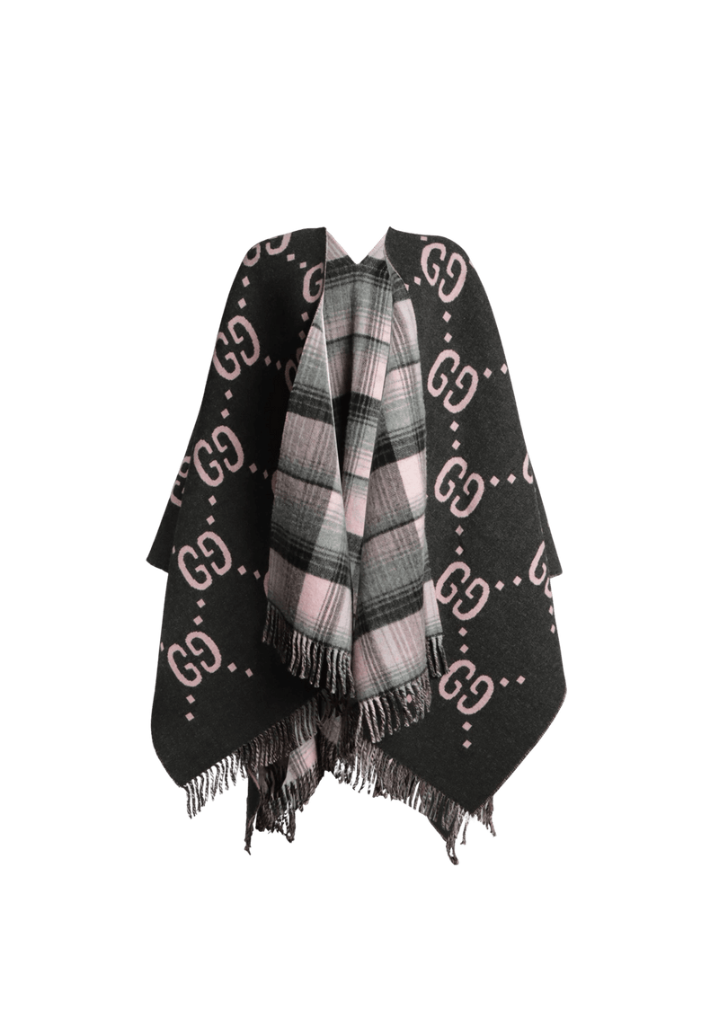 WOOL REVERSIBLE GG PONCHO U