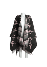 WOOL REVERSIBLE GG PONCHO U