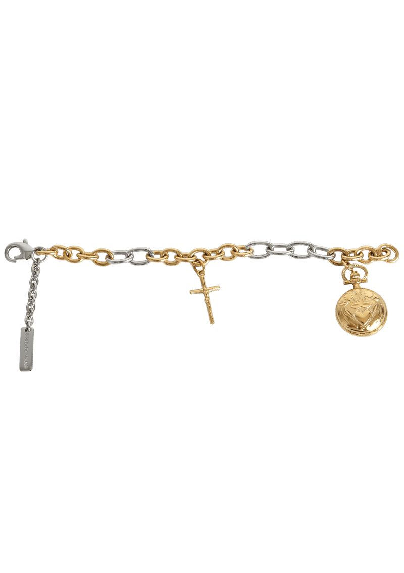 CROSS AND CLOCKS CHAIN BRACELET