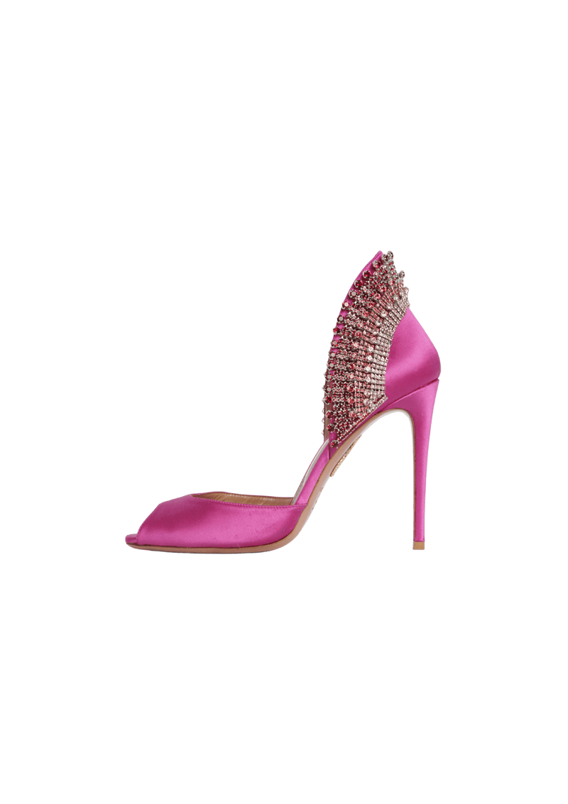 SATIN CRYSTAL PUMPS 38