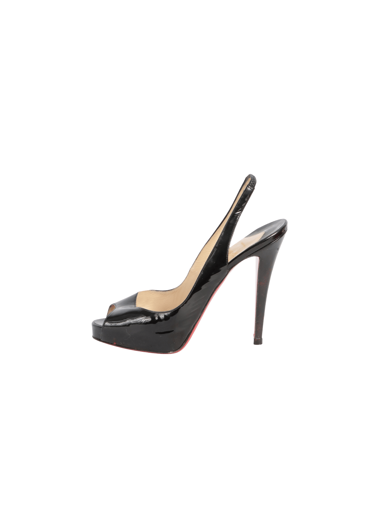 PUMPS CHRISTIAN LOUBOUTIN NO PRIVE SLINGBACK PEEP TOE PRETO 37