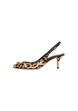 LEOPARD CRYSTALS SLINGBACK PUMPS 35.5