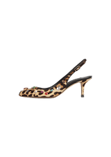 LEOPARD CRYSTALS SLINGBACK PUMPS 35.5