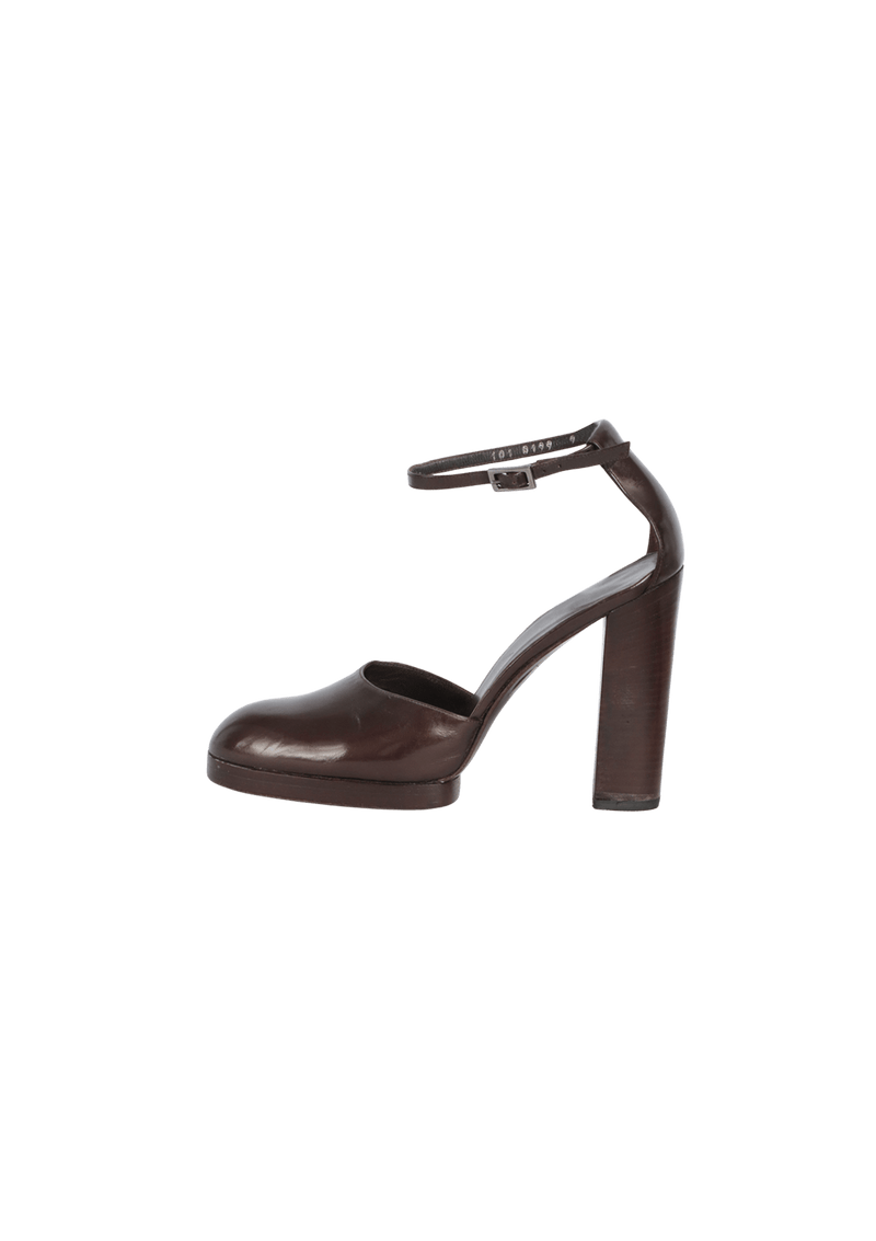 LEATHER ANKLE STRAP PUMPS 38