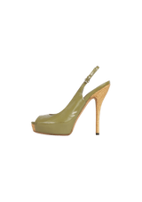 PATENT LEATHER SLINGBACK PUMPS 37