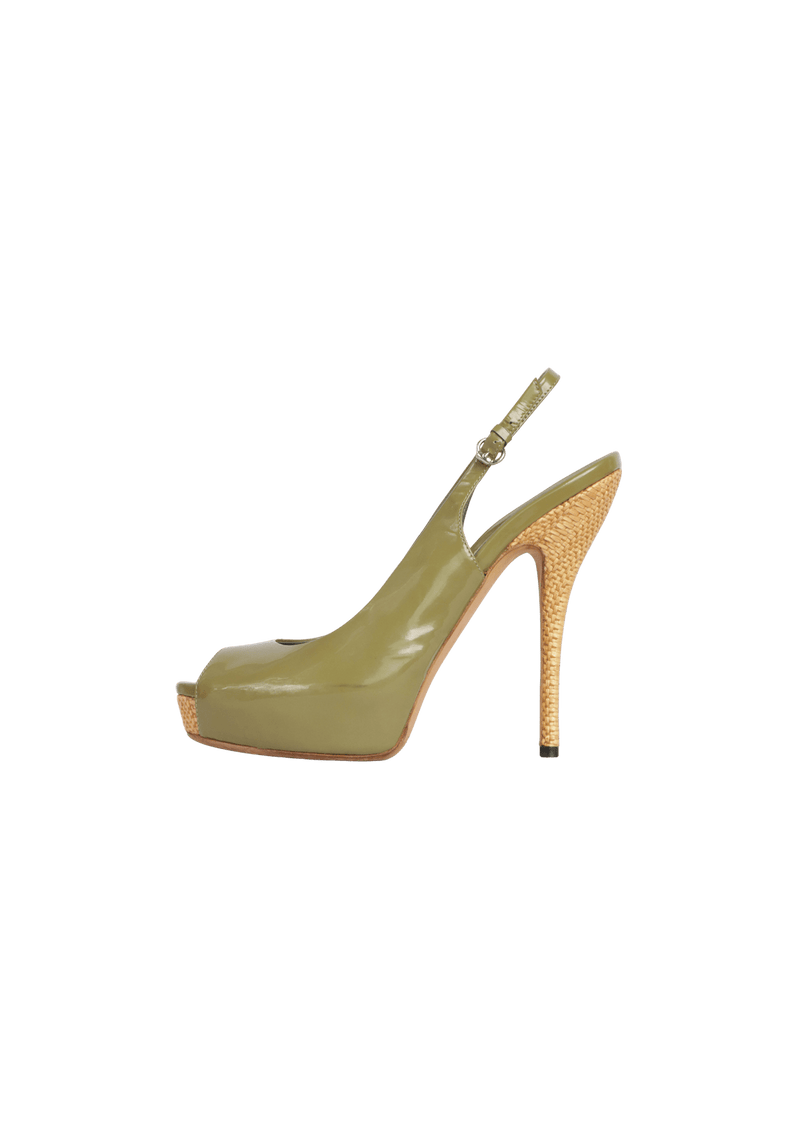 PATENT LEATHER SLINGBACK PUMPS 37