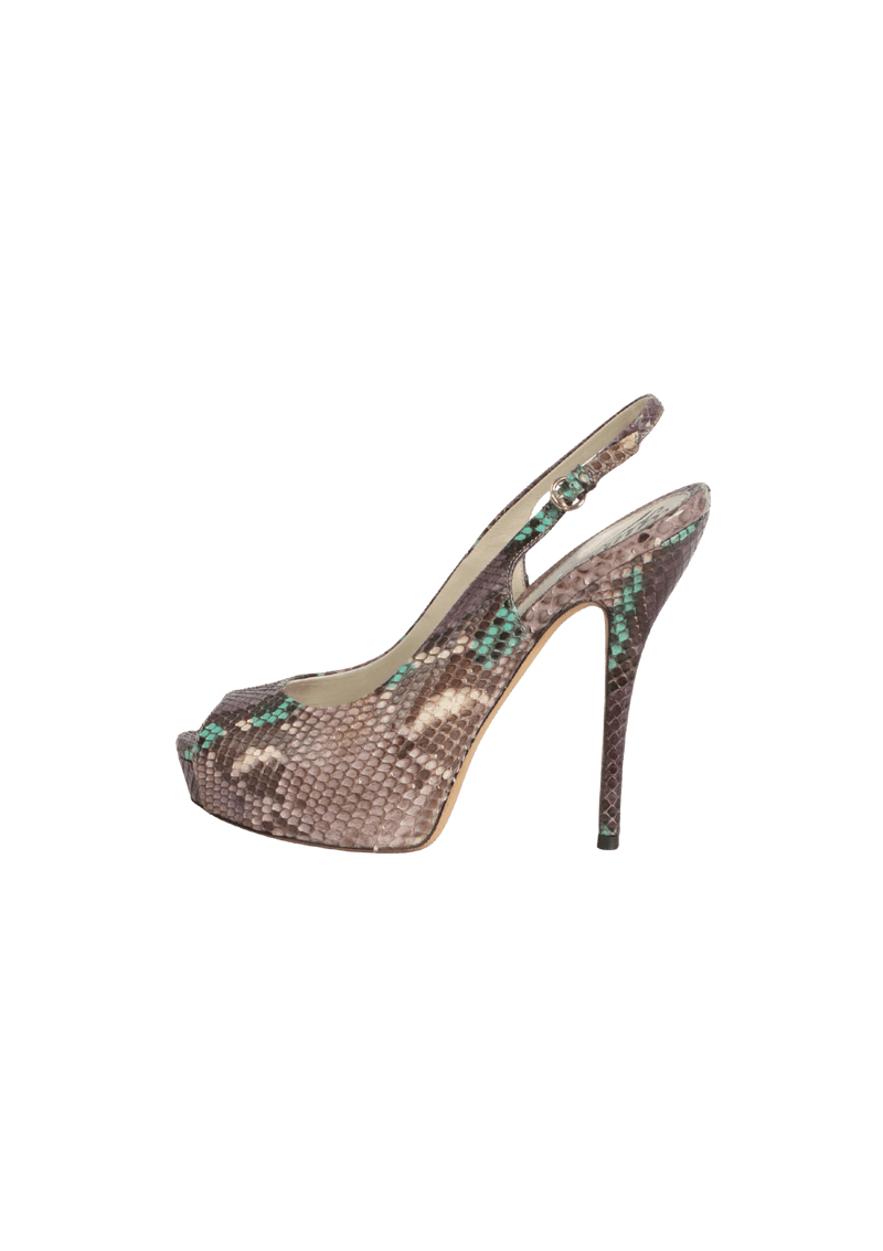 PYTHON SLINGBACK PUMPS 35.5