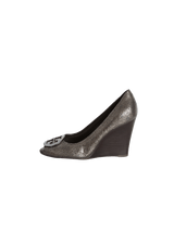 METALLIC CRINCKLED LEATHER PUMPS 35.5