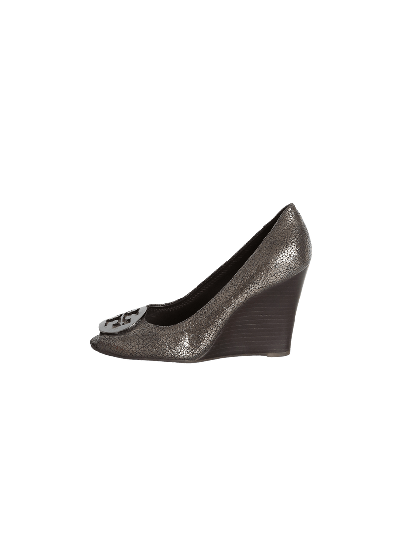 METALLIC CRINCKLED LEATHER PUMPS 35.5