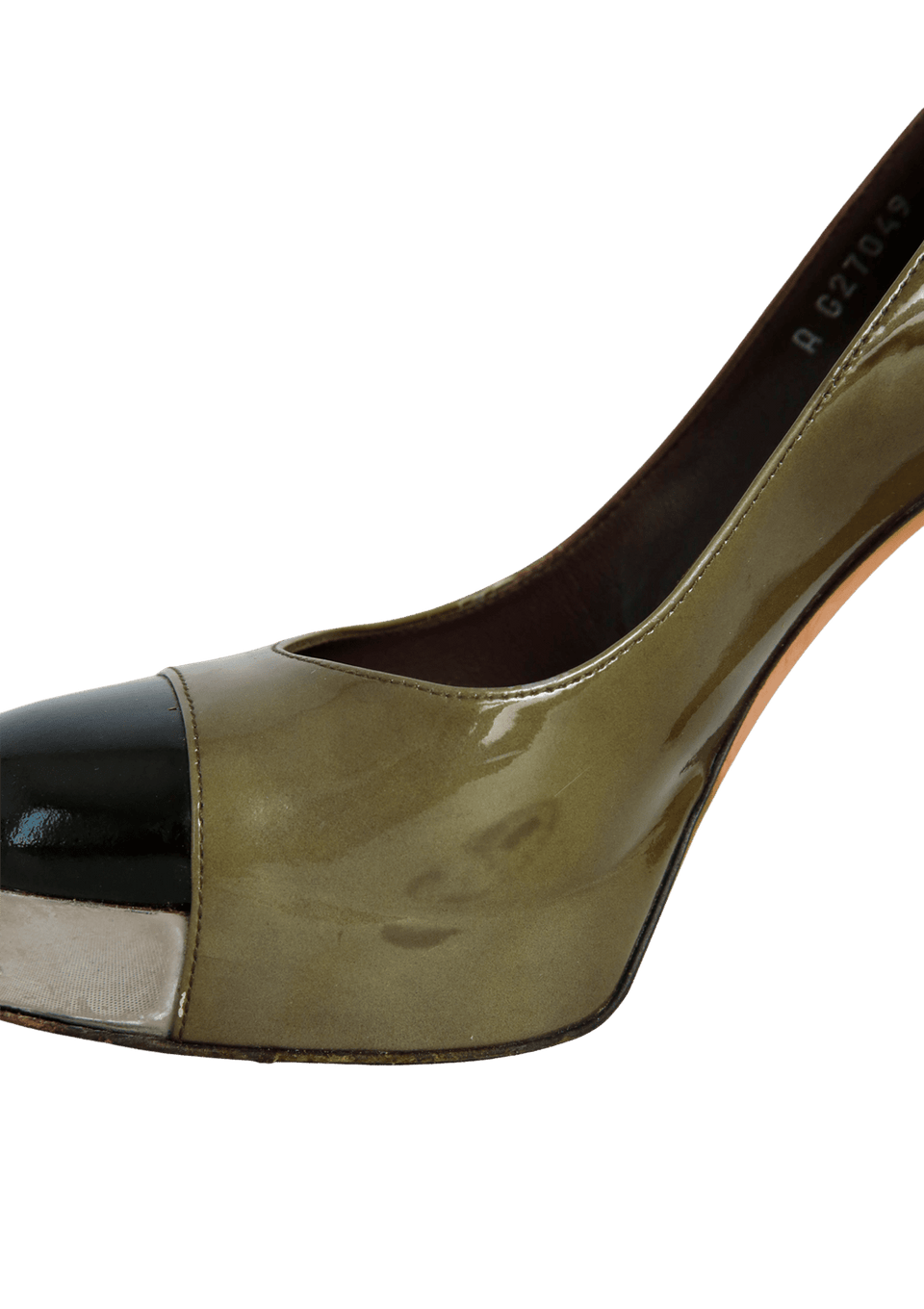 CAP TOE PATENT LEATHER PUMPS 36