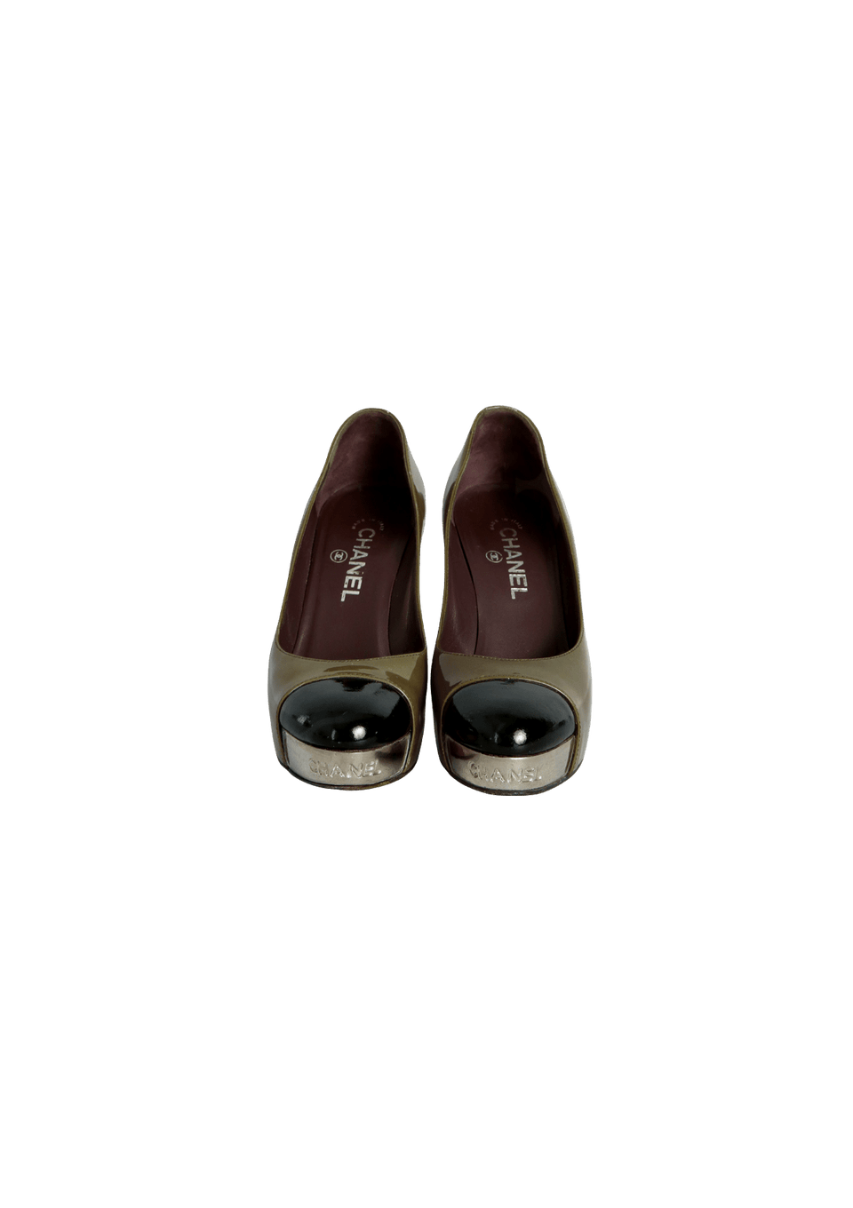 CAP TOE PATENT LEATHER PUMPS 36