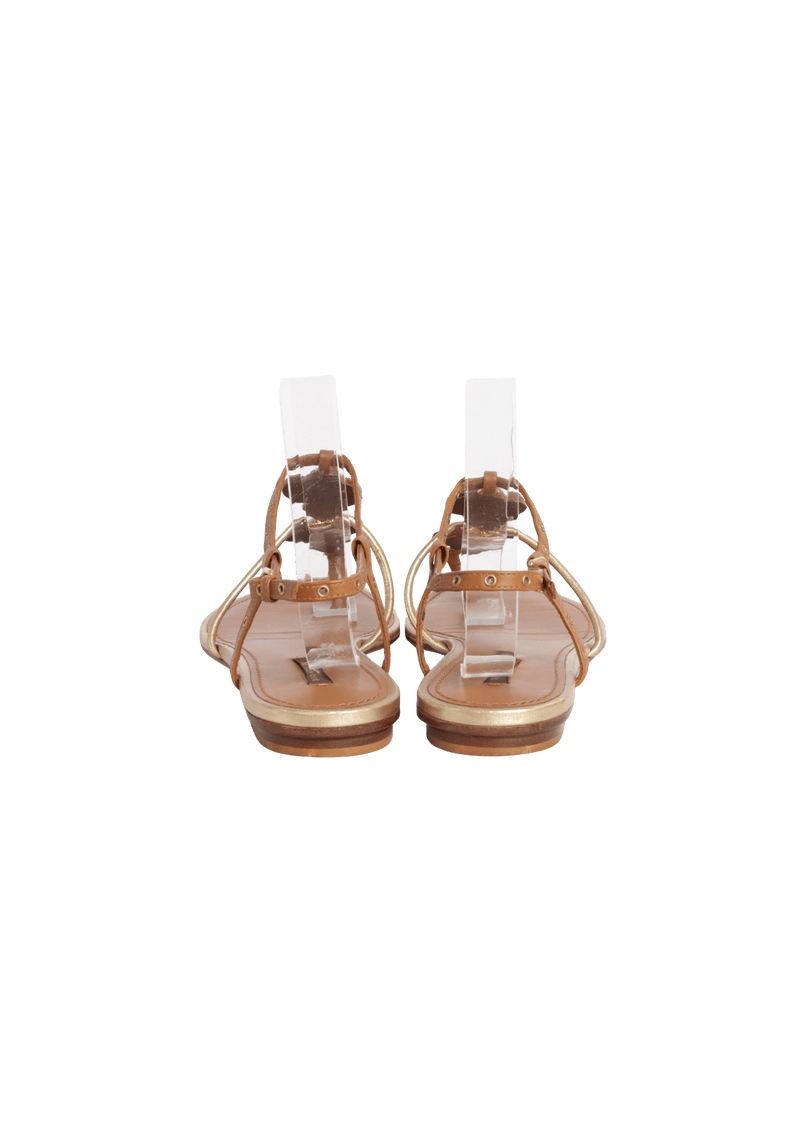 LEATHER FLAT SANDALS 38