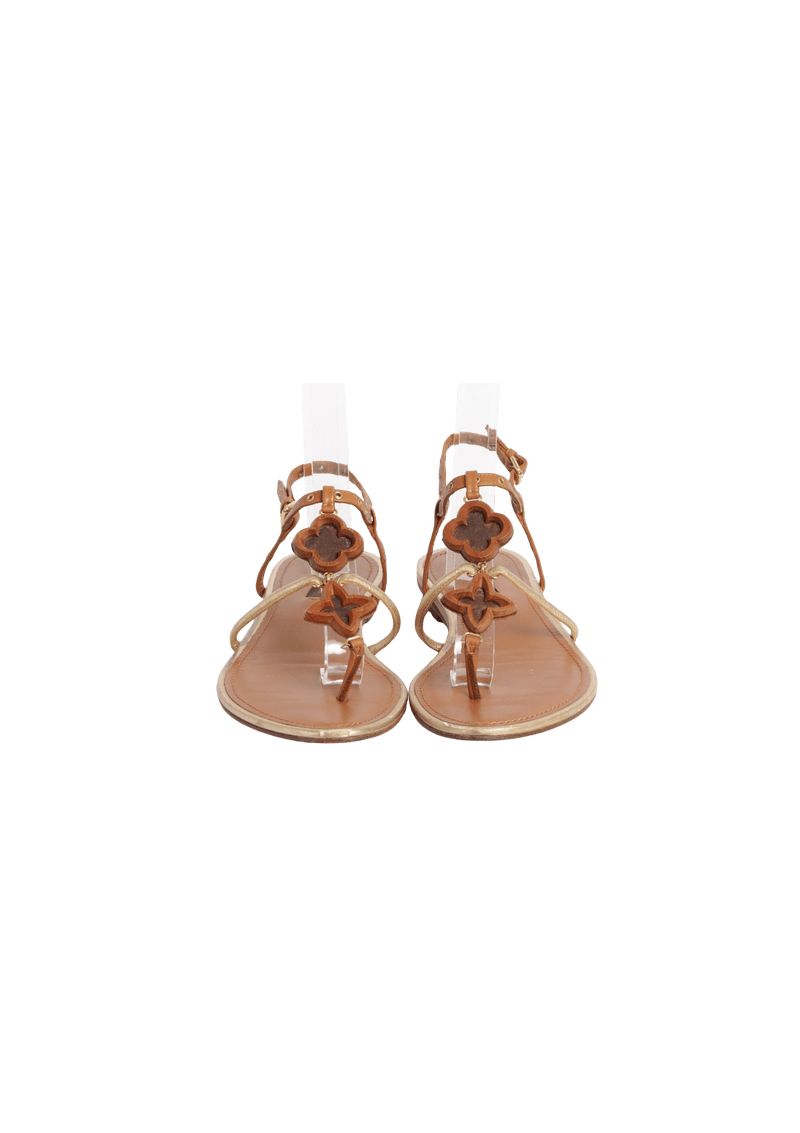 LEATHER FLAT SANDALS 38