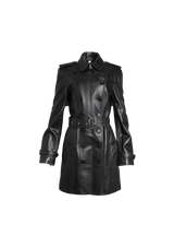 LEATHER DOUBLE BREASTED TRENCH COAT 42