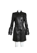 LEATHER DOUBLE BREASTED TRENCH COAT 42