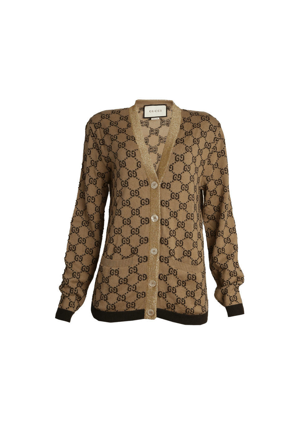 GUCCI ロゴ入り ベージュ カーディガン ROUPAS GUCCI GG LOGO CARDIGAN BEGE M ORIGINAL – Gringa
