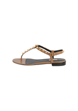 STUDDED T-STRAP SANDALS 37.5