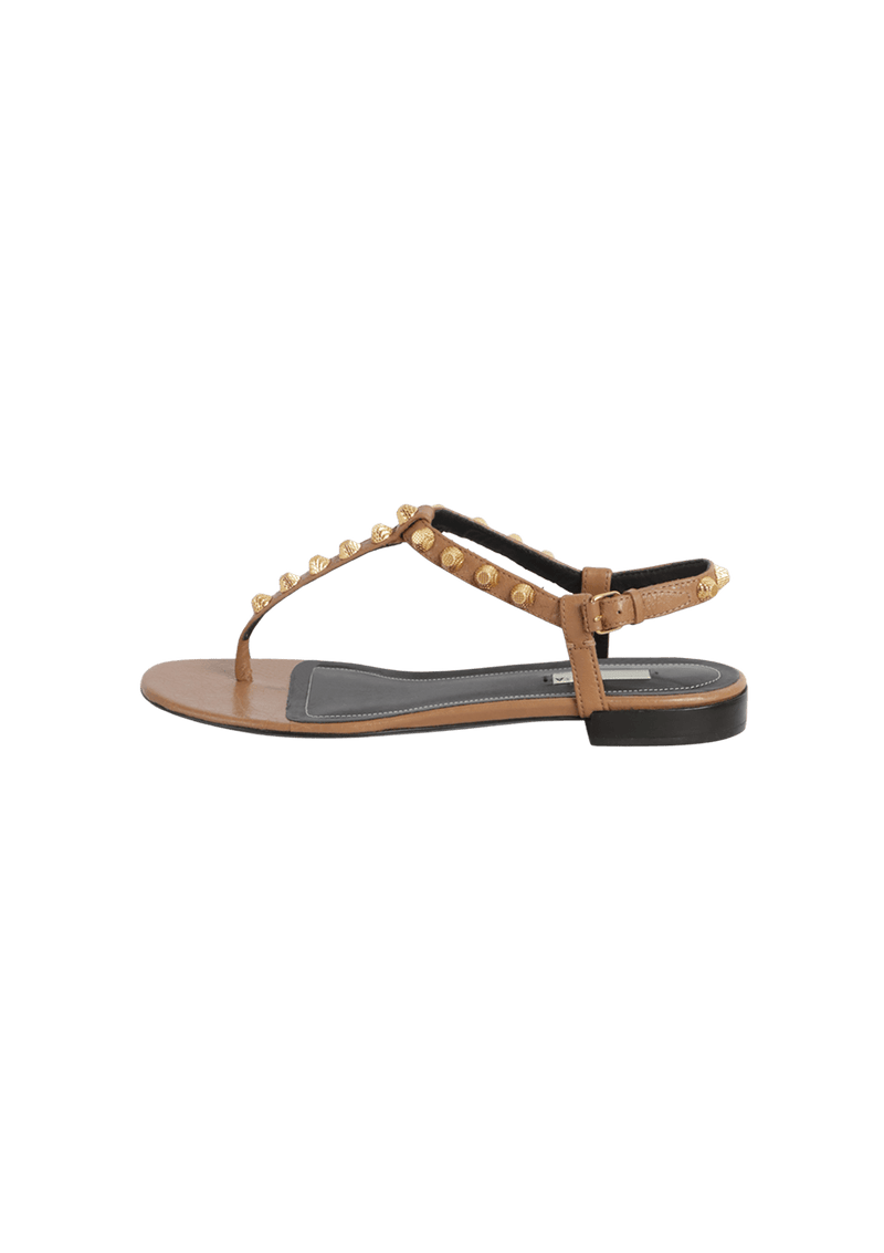 STUDDED T-STRAP SANDALS 37.5