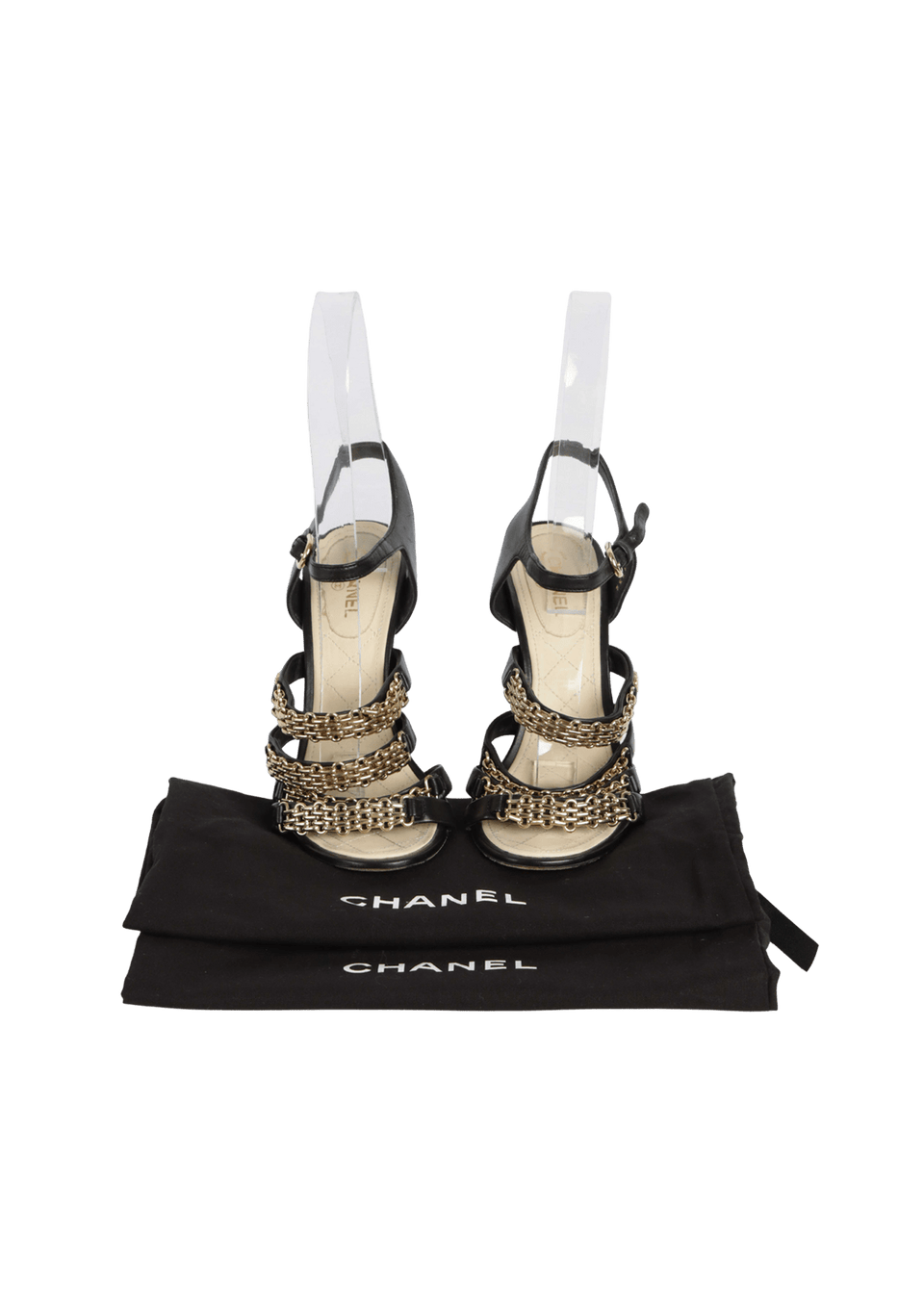 SANDÁLIA CHANEL INTERLOCKING CC LOGO SANDALS 38 PRETO ORIGINAL