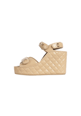 INTERLOCKING CC MATELASSÉ STRAP SANDALS 38