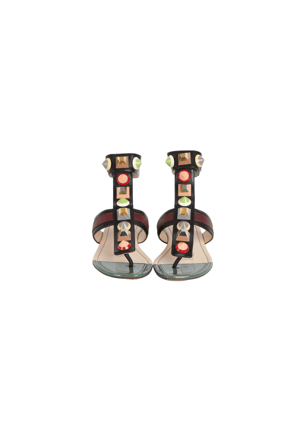 LEATHER STUDDED SANDALS 36