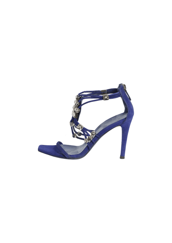 SUEDE CRYSTAL SANDALS 35