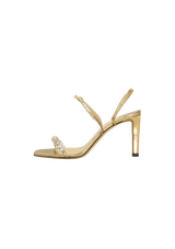 MEIRA 85 METALLIC CRYSTAL SANDALS 38.5