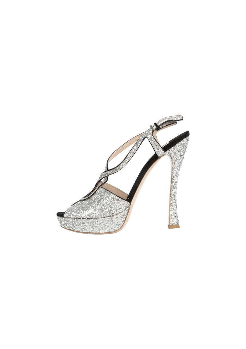 LEATHER CRYSTAL SANDALS 40