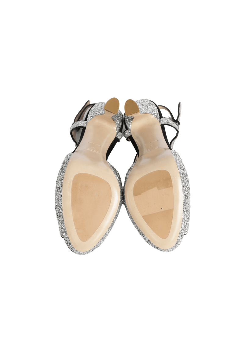 LEATHER CRYSTAL SANDALS 40