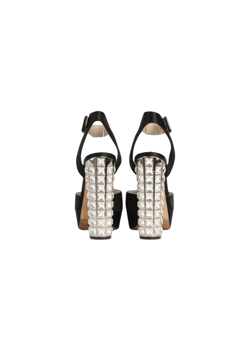 SATIN CRYSTAL SANDALS 37.5