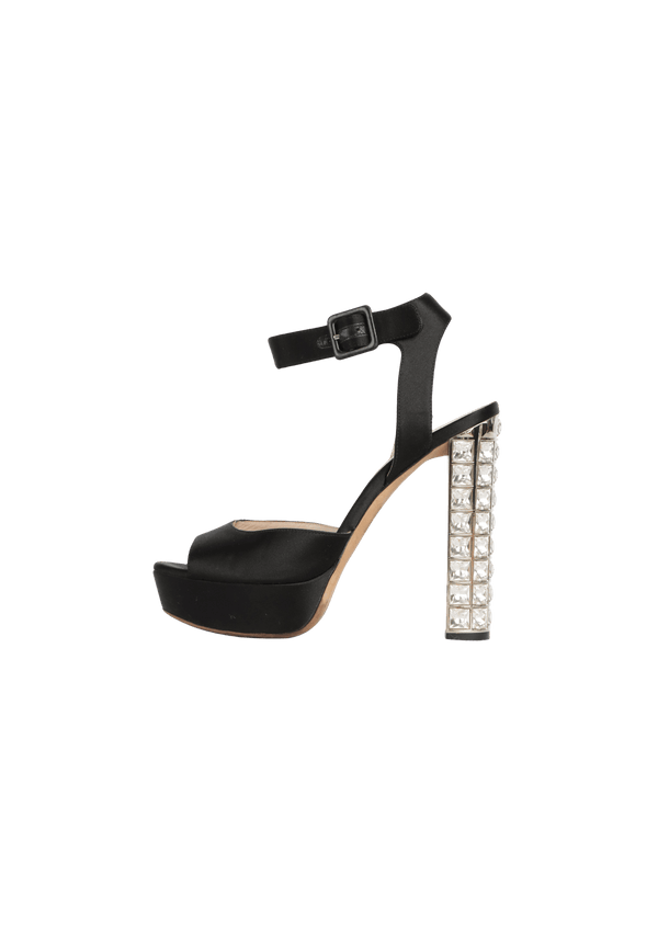 SATIN CRYSTAL SANDALS 37.5