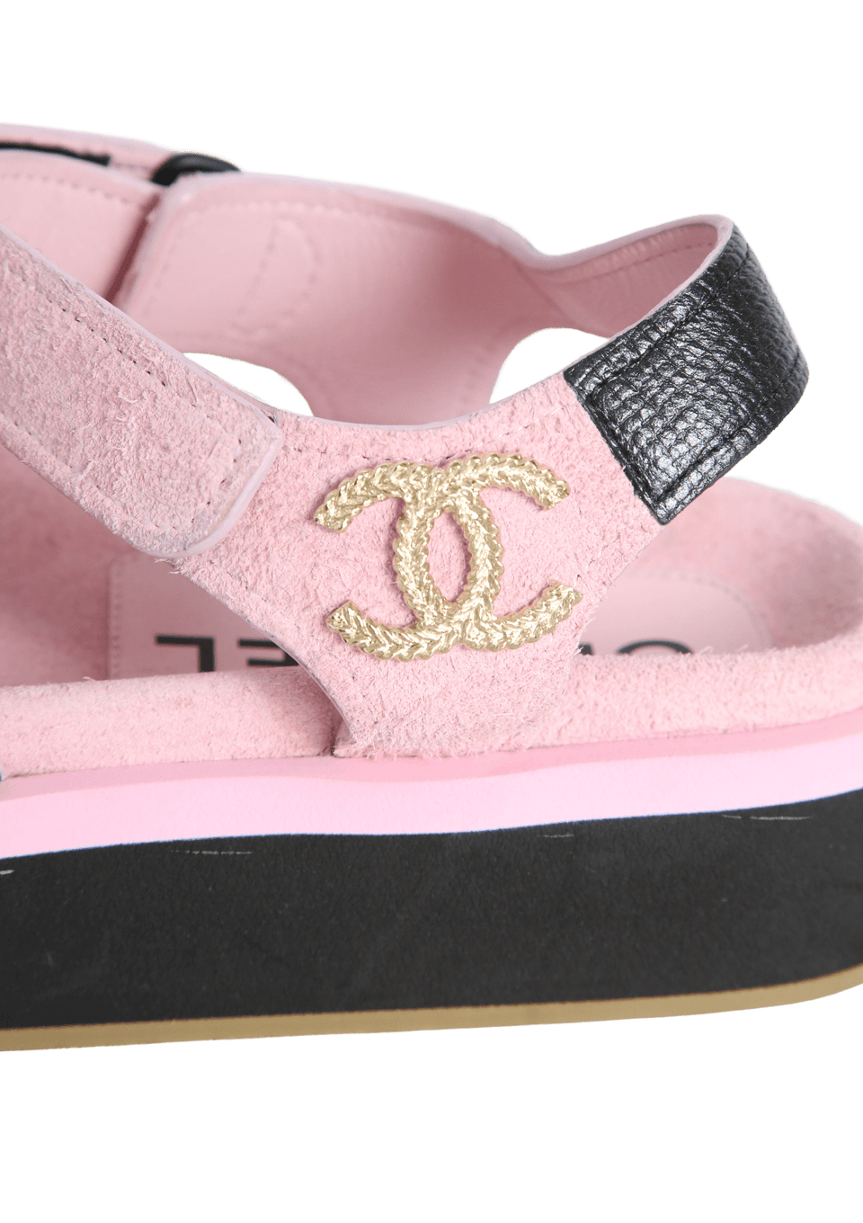 SANDÁLIA PLATAFORMA CHANEL CC DAD SANDALS 37.5 ROSA ORIGINAL – Gringa