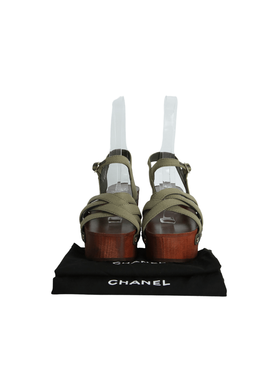 SANDÁLIA PLATAFORMA CHANEL INTERLOCKING CC LOGO SANDALS VERDE 38