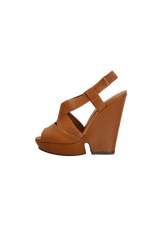 LEATHER WEDGE SANDALS 35