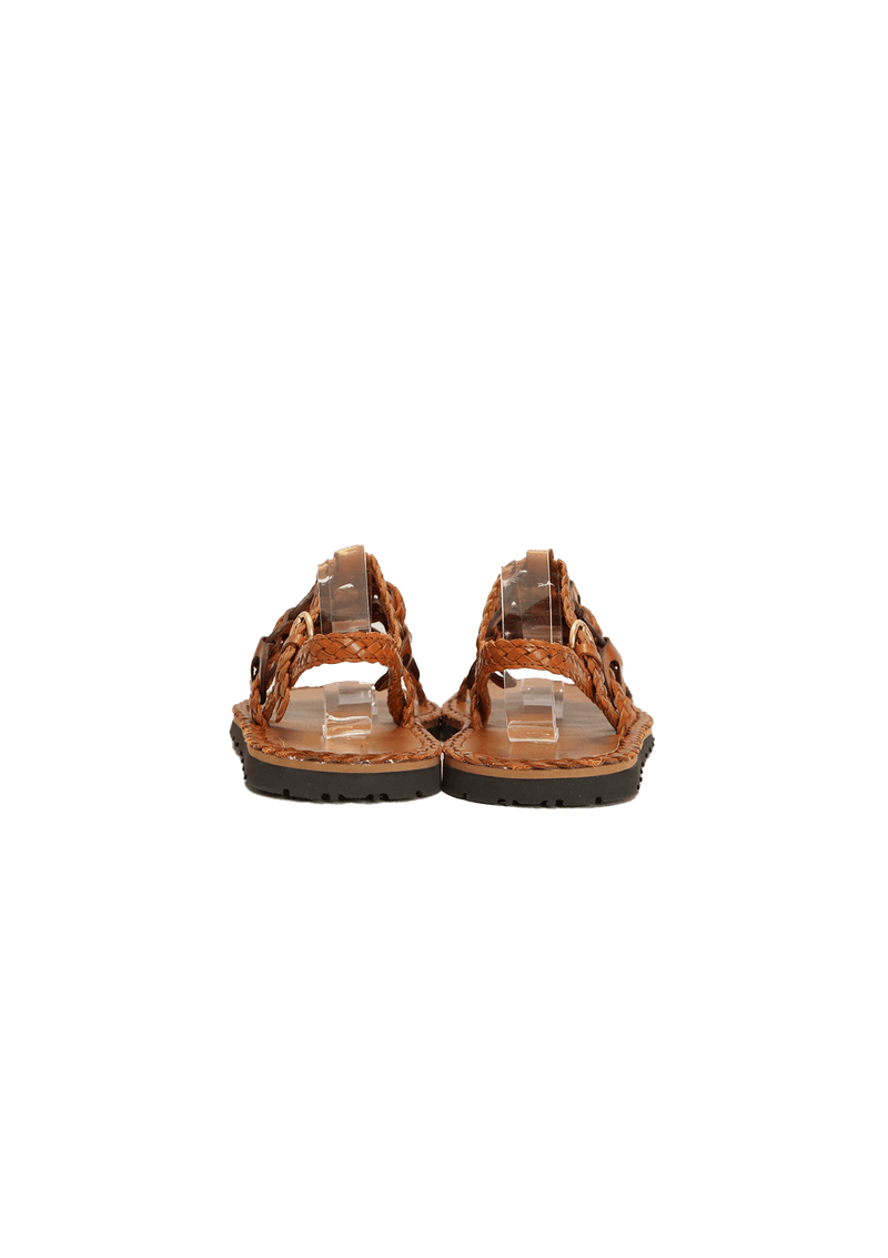 LEATHER BRAIDED SANDALS 37