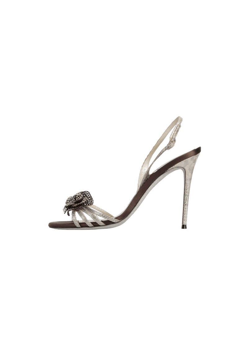 CRYSTAL SLINGBACK SANDALS 39.5