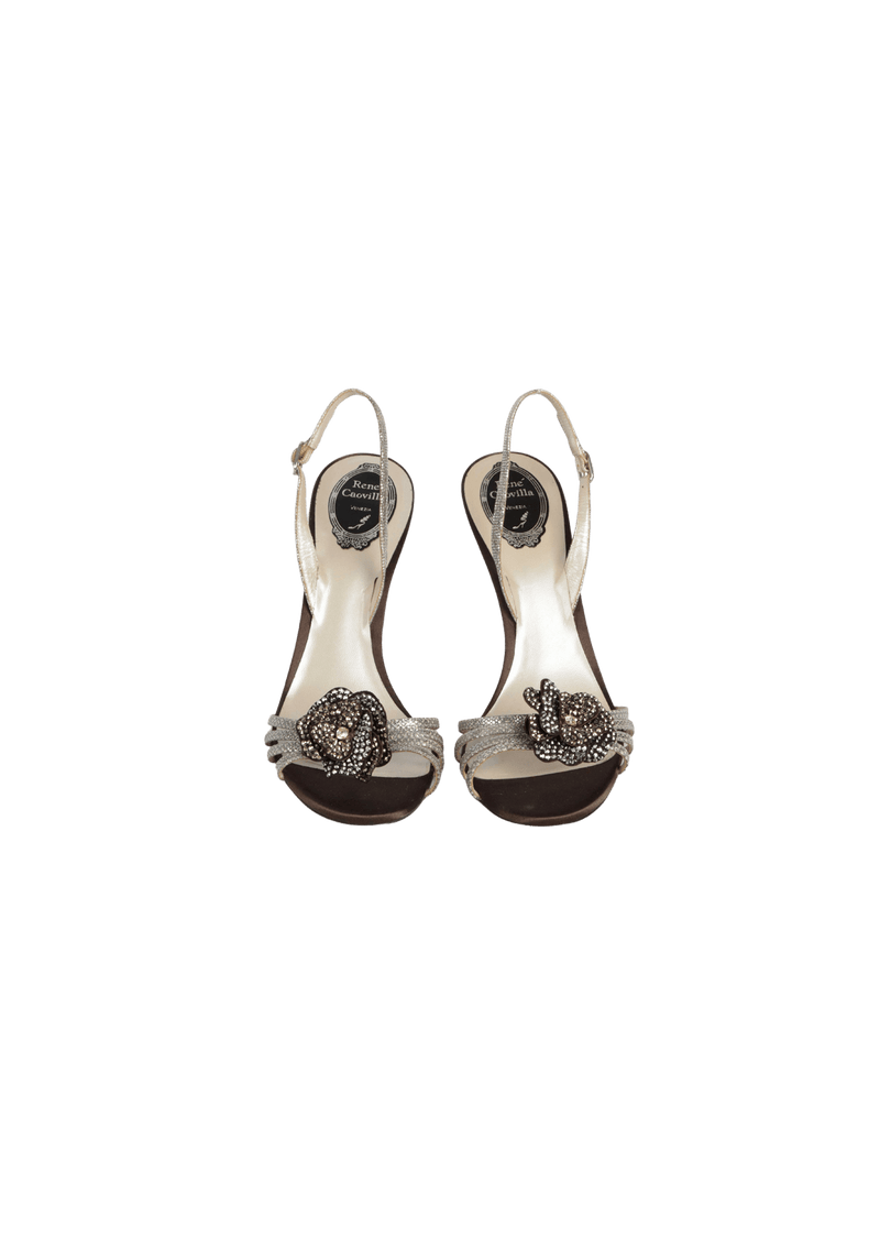 CRYSTAL SLINGBACK SANDALS 39.5