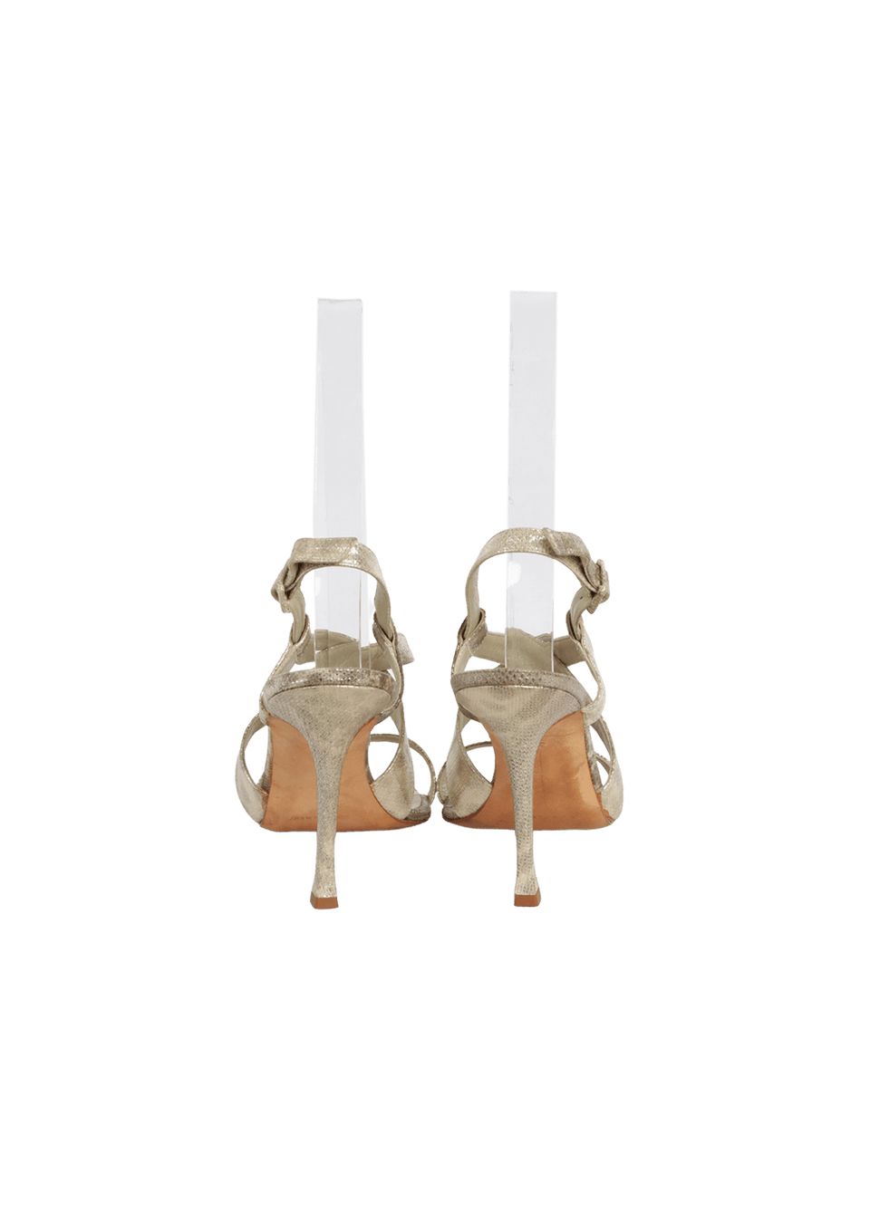 SANDÁLIA SALTO ALTO MANOLO BLAHNIK METALLIC SANDALS DOURADO 38.5
