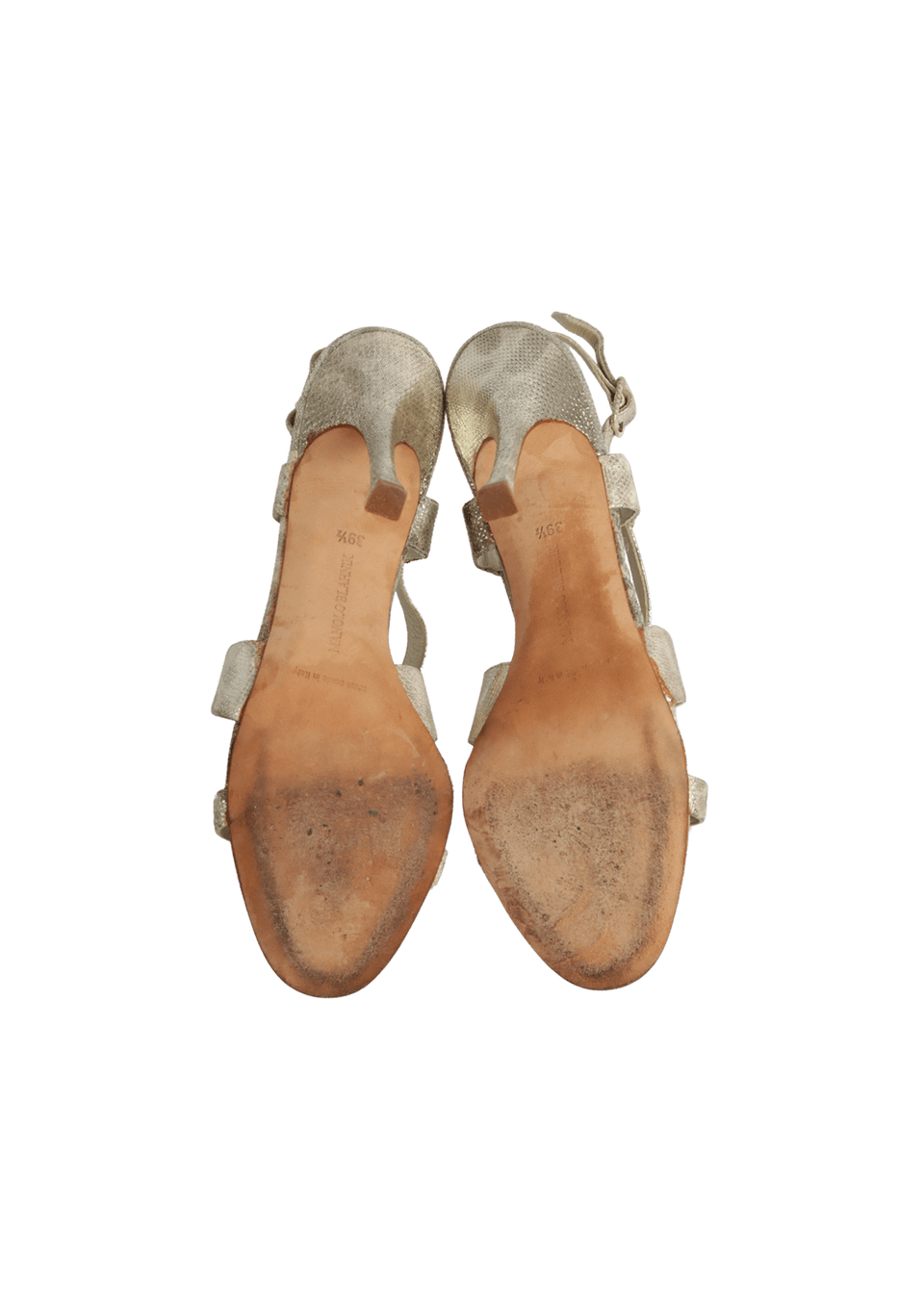 SANDÁLIA SALTO ALTO MANOLO BLAHNIK METALLIC SANDALS DOURADO 38.5