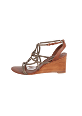 BRAIDED KILIM WEDGE SANDALS 38