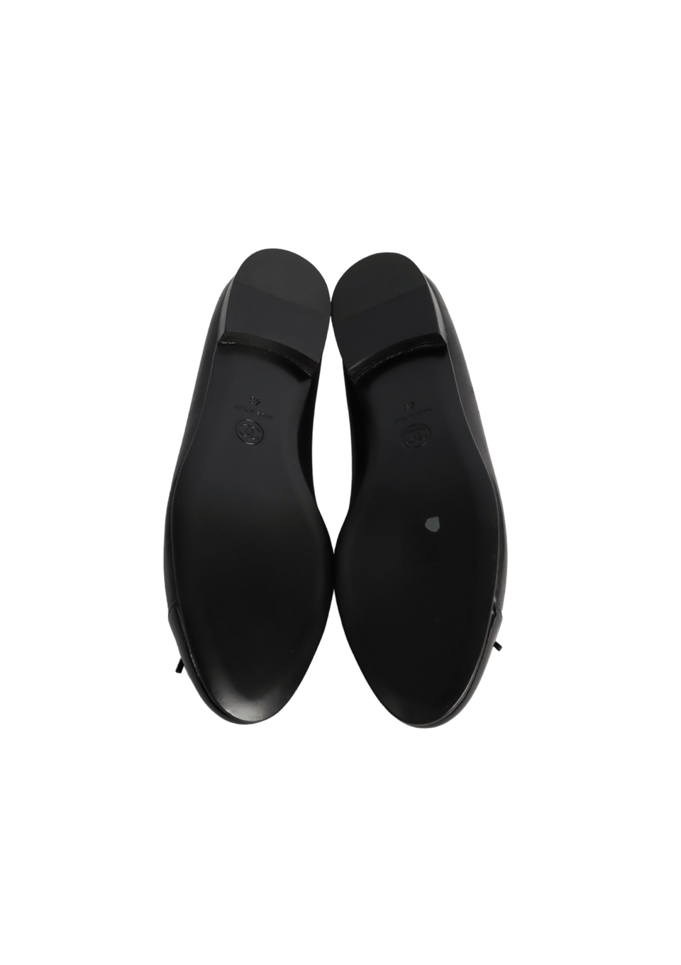 SAPATILHA CHANEL CC CAP-TOE LEATHER BALLET FLATS PRETO 38 ORIGINAL