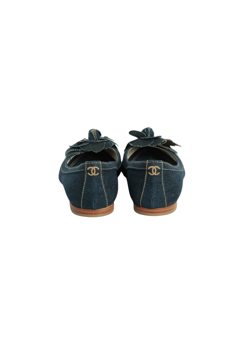 DENIM CAMELLIA BALLET FLATS