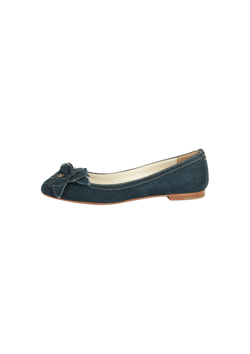 DENIM CAMELLIA BALLET FLATS