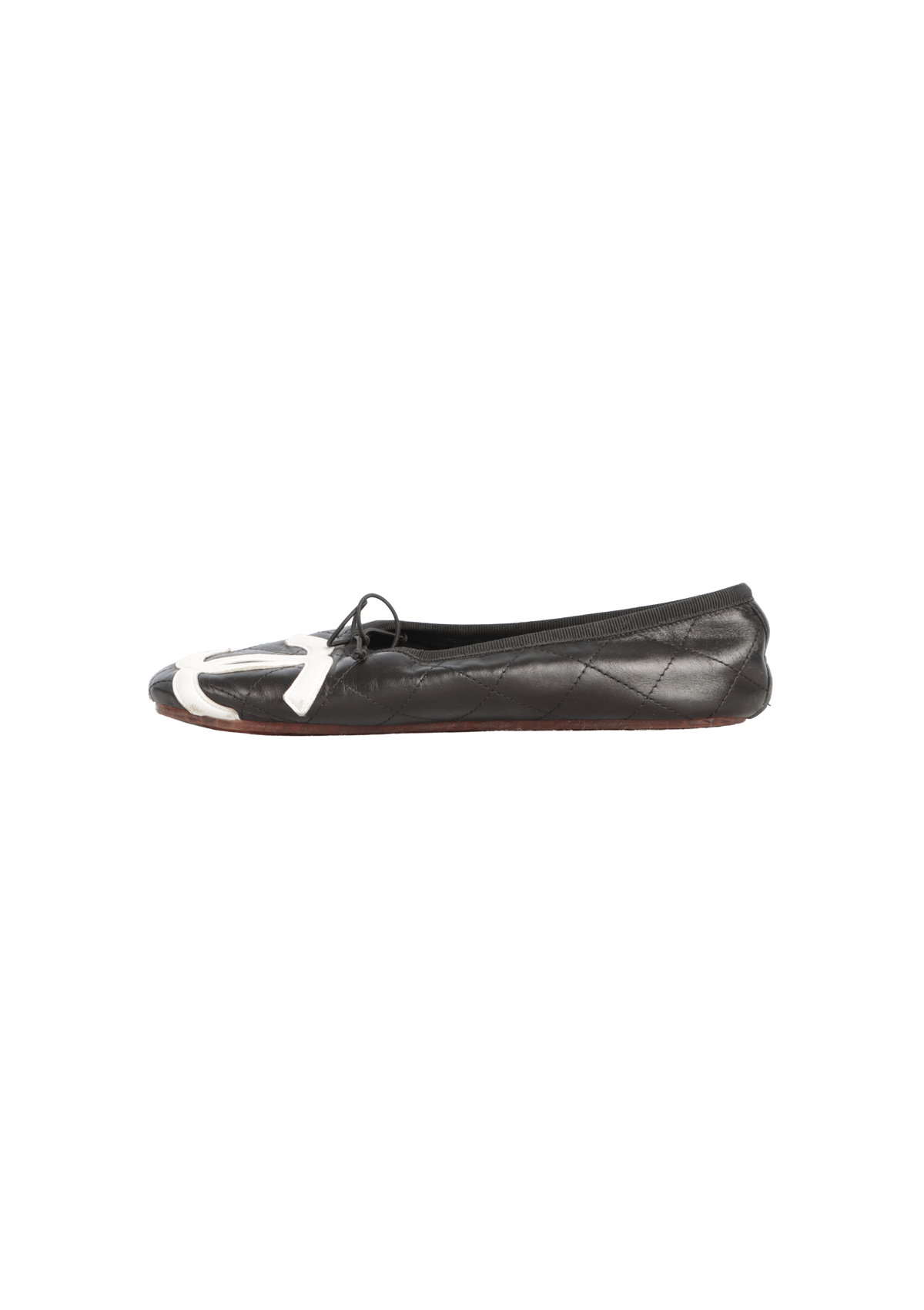 SAPATILHA CHANEL LIGNE CAMBON CC BALLET FLATS 34 PRETO ORIGINAL