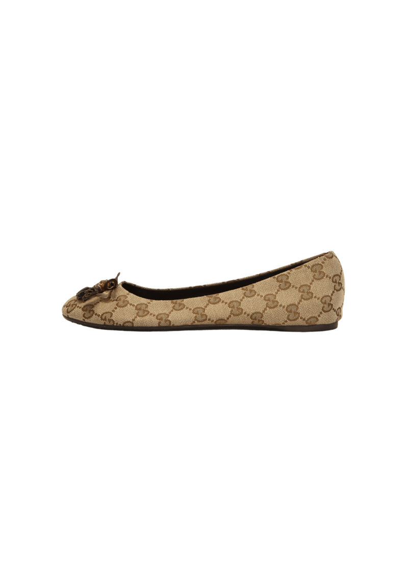 GG CANVAS BAMBOO BALLET FLATS 36.5