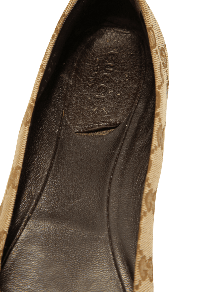 GG CANVAS BAMBOO BALLET FLATS 36.5