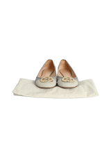 LIZARD EMBOSSED CAP TOE BALLET FLATS 35.5