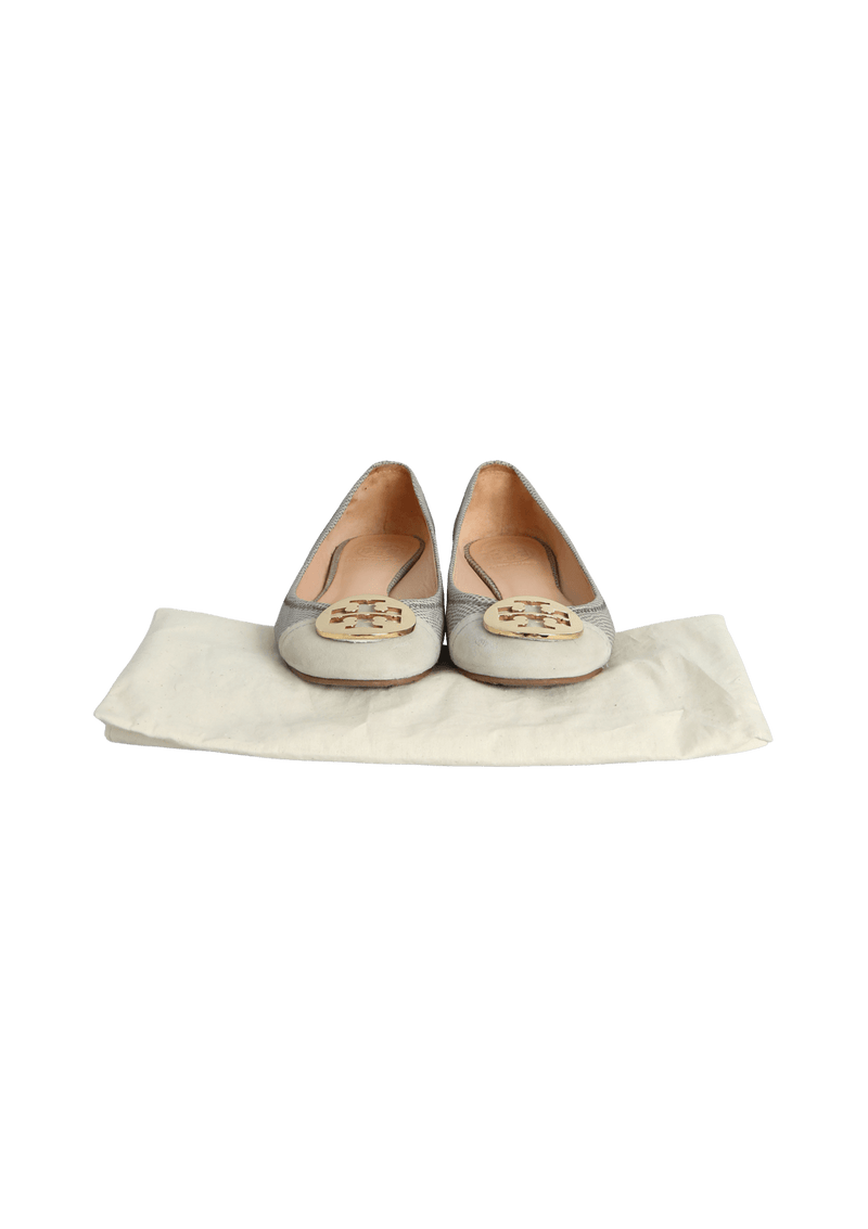 LIZARD EMBOSSED CAP TOE BALLET FLATS 35.5