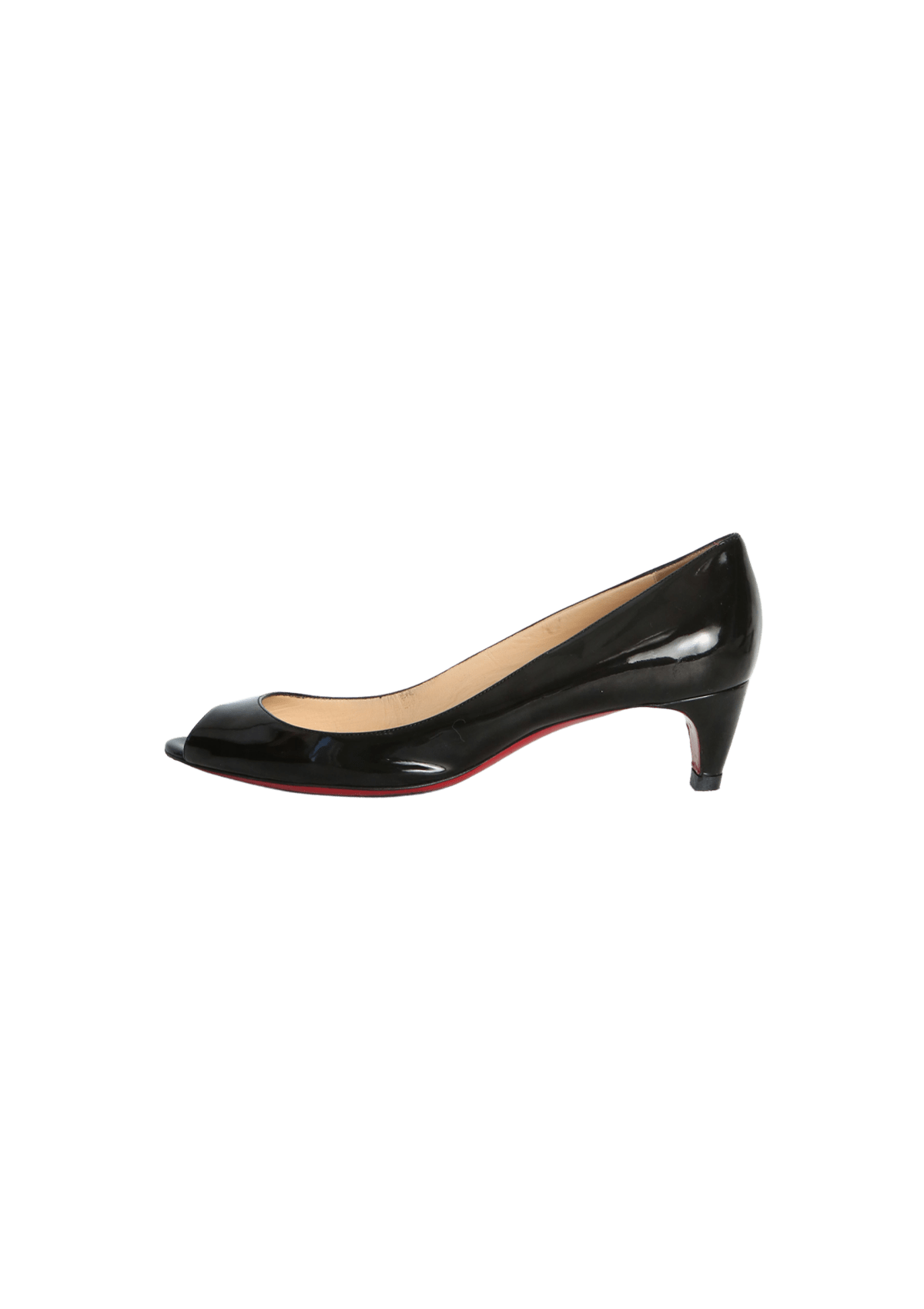SAPATO CHRISTIAN LOUBOUTIN LEATHER PEEP TOE PRETO 37 ORIGINAL – Gringa